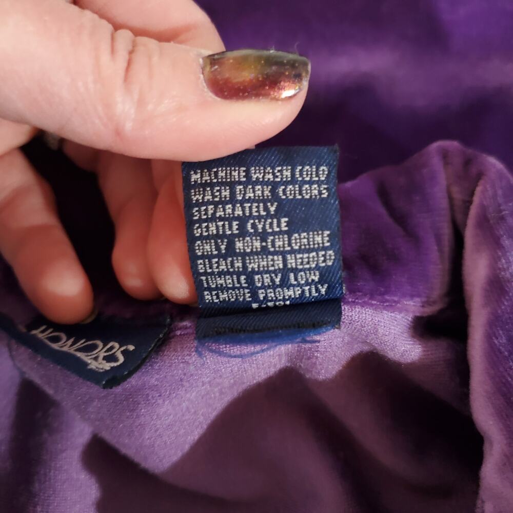 Vtg Honors Velour Velvet Button Shirt Womens Size XL Purple Pocket 90s Y2K Soft - Picture 6 of 8